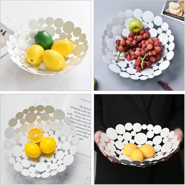 Iron Fruit Bowl, Creative Table Centerpiece, Decorative Fruit Holder for Kitchen Countertop, Round Storage Basket