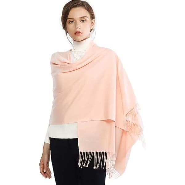 Dame Skjerf Pashmina Sjal og Omslag for Bryllup Skjerf for Kvinner Vinter (Rosa-2)