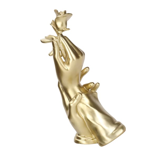 Handheld Rose Sculpture Resin Elegant Unique Two-Handed Rose Statue for Home Decor