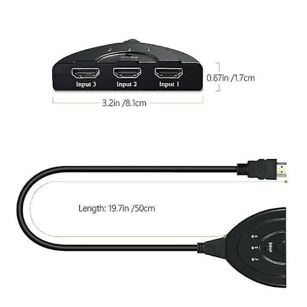 HDMI-splitters och switchar HDMI-port hane till hona 3 ingångar 1 utgång splitterkabeladapterkonverter 1080p