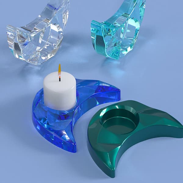 DIY Krystall Epoxyharpiks Støpeform Måneform Lysestake Dekor Oppbevaringsboks Silikonform
