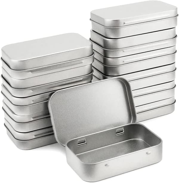 12-pack Metal Storage Tin with Lid, Rectangular Empty Tin with Lid, Mini Portable Storage Box for Key, Candy, Coin, Earrings