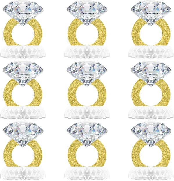 9 stk diamantring midtpunkt forlovede ringer dekorasjon -