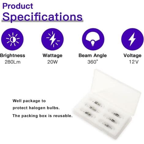 12-pack G4 20W 12V 2800K 2-pin halogenlampor för köksfläkt, kök, vardagsrum, sovrum (FMY)