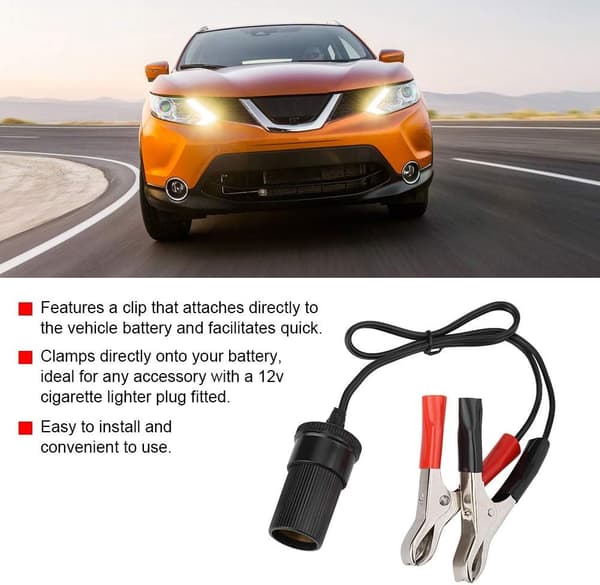 Sigarettenneradapter, 12V Bilbatteri Clip On Adapter Sigarettuttak Tenner Reiselader