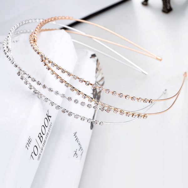 2 STK Rhinestone-pandebånd, Krystalhårbånd, Dobbeltlagsrhin