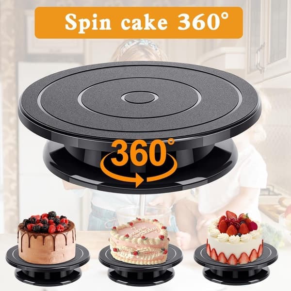 Rotating Cake Stand - Plate with Base ø 28cm Non-slip Decoration Baking Accessories Decorations Top Black