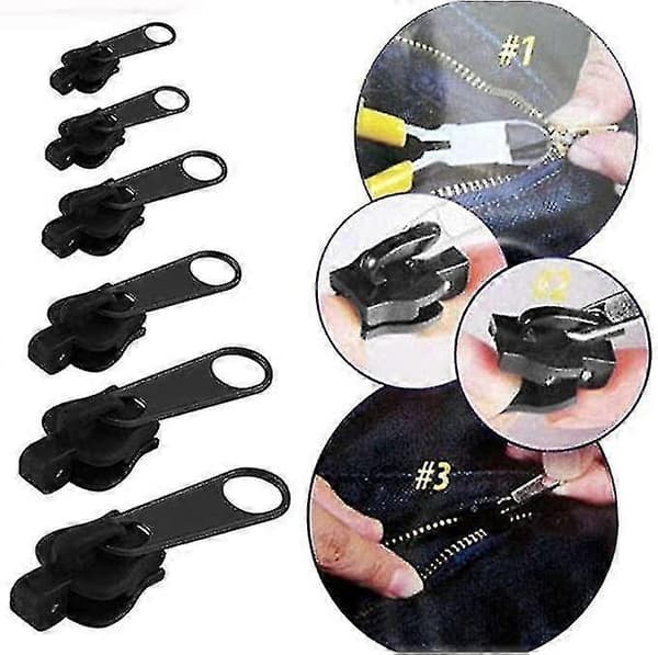 6-pack Fixed Zipper Pullers - Zipper Slider Repair, Instant Zipper Kit - Removable Rescue Replacement Bag brown brown