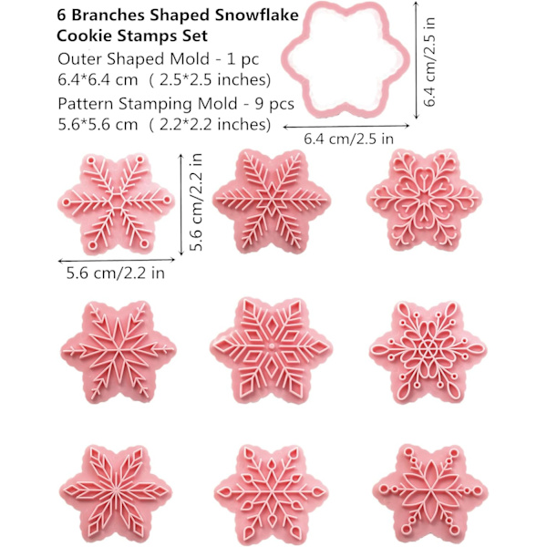 3D Snowflake Cookie Stamp Set - Food Grade Plastic Snowflakes