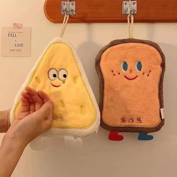 Two Coral Fleece Towels in Cheese Style, Extra Absorbent and Thickened for Bathroom and Kitchen Donuts Donuts