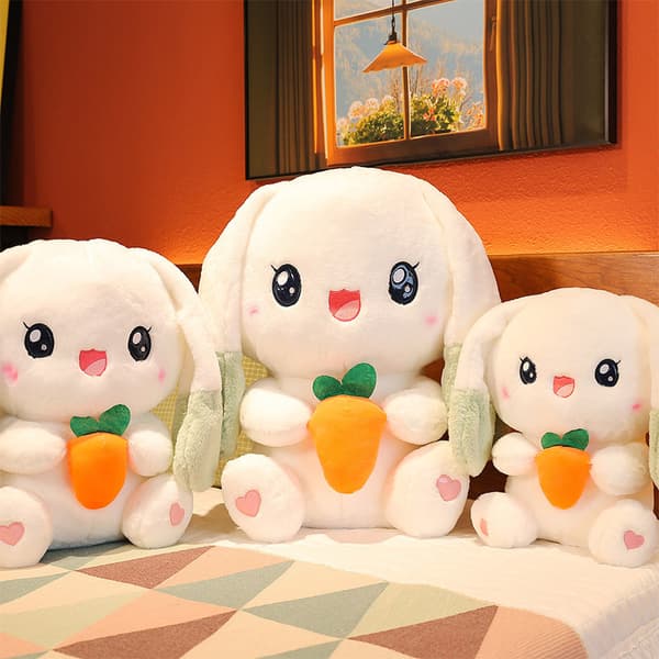 Rabbit Plush Doll, Easter Carrot White Rabbit Plush Animal Soft Cute Jackrabbit Plush Toy Girls Easter Gift 50cm