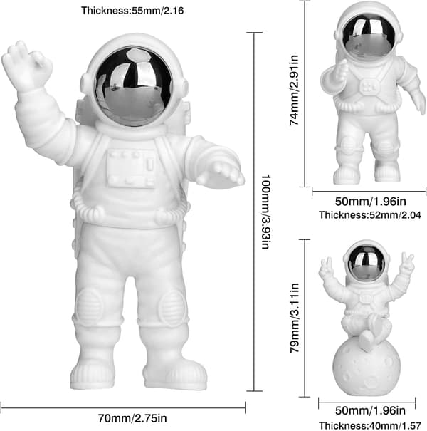 Sæt med 3 Astronaut Dekorationer til Hjemmet, Rumfødselsdagskage Topper