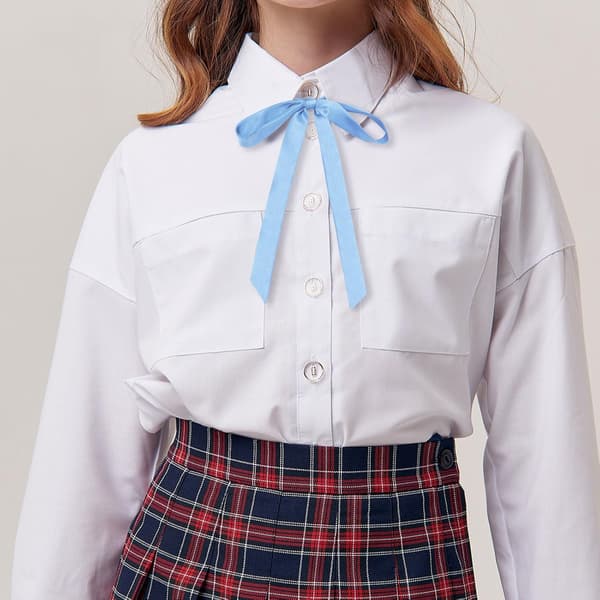 Sløjfe til kvinder, satinbånd til piger, selvbindende sløjfe til uniform, skole, bryllup, cosplay, T-shirt tilbehør blå - Blue