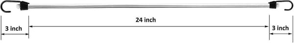 Bungee Cord 24 Inch with Metal Hooks, 4-Pack, White Heavy Duty