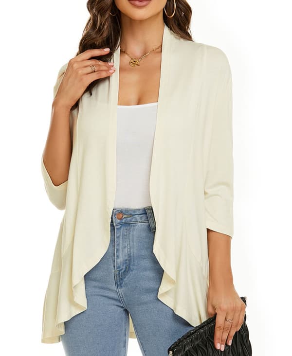 Sommercardigan til kvinder, let og blød, dametoppe Beige Beige