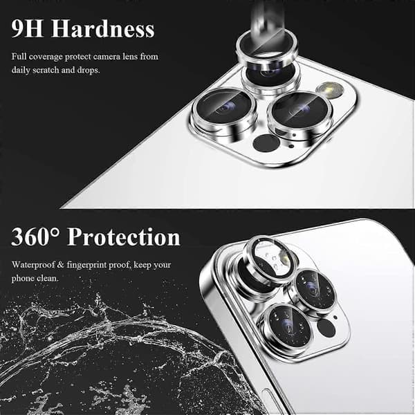Iphone 14 Pro Max / 14 Pro Camera Lens Protector - 2 Set Metal Anti-scratch Hd Tempered Glass Black