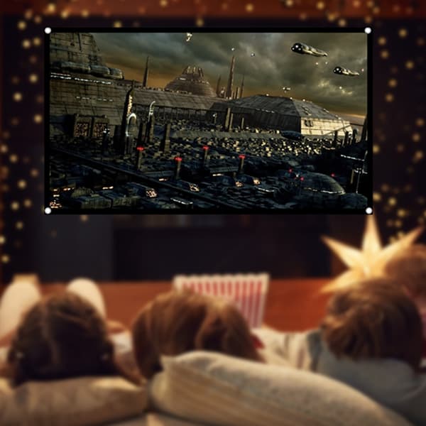 16:9 Portable HD Projector Screen Foldable Projection Curtain Polyester for Home Office 60 inch