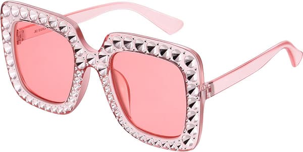 Overdimensionerede firkantede glitrende solbriller Retro tykke stel solbriller, Pink