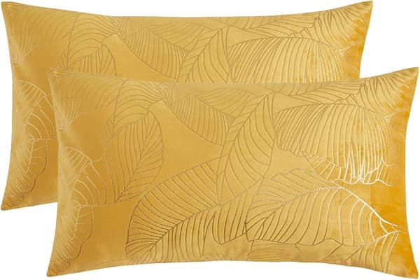 30*50cm Sammet Kuddfodral 30x50cm Dekoration Tryckt Guld Kuddfodral för Soffa Sovrum Bil Vardagsrum Kuddfodral Gult Set om 2