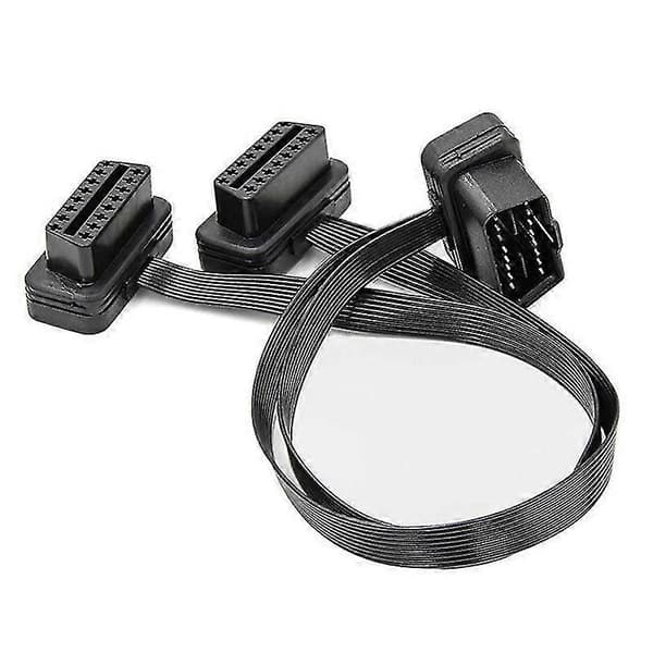 Forlænger Dual Connector Y Splitter Obd Obd2 16pin Han Til Hun Tilslutning Flad+tynd For