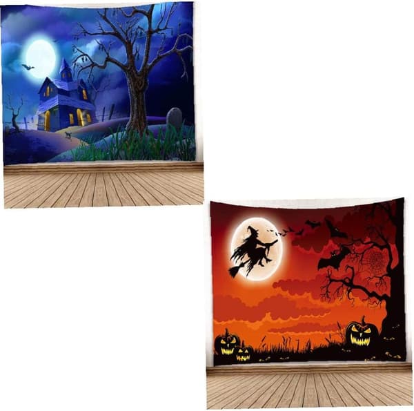 Halloween Kost Heks Tapestry Vægophæng Tapestry Sovende Bla
