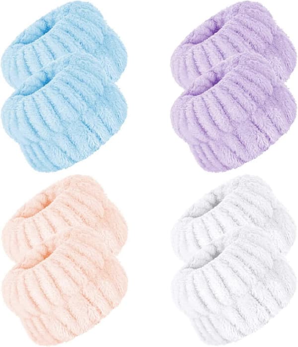 8 stk. Håndledsbånd til ansigtsrens Mikrofiber Håndledsbånd Vaskehåndklæde Spa Håndledsbånd til ansigtsrens Absorberende