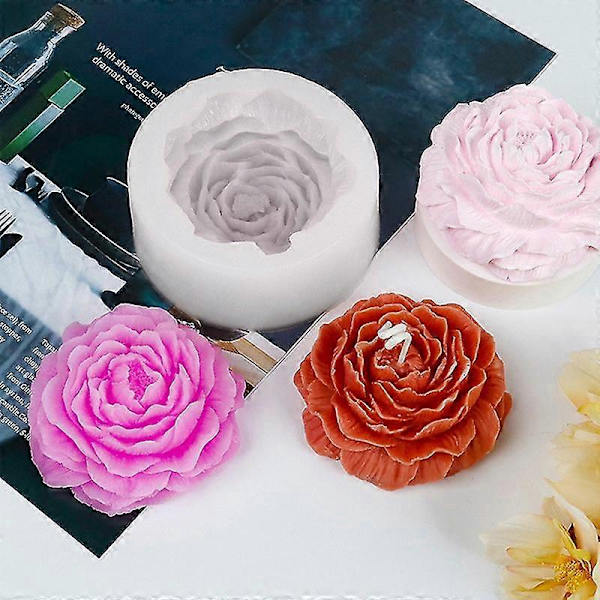 DIY Stor Pæon Blomst Lys Silikoneform Lysfremstilling Håndværk Bageforme