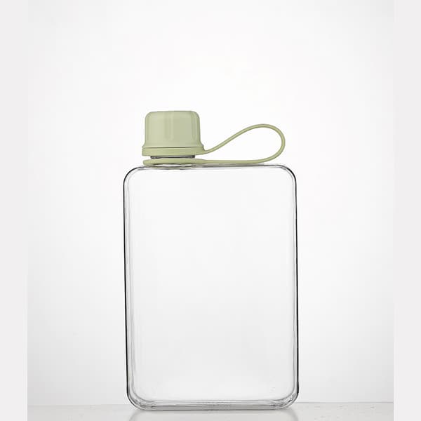 Square Water Bottle 500ml Portable Flat Drinking Cup Slim Refrigerator Bottle Sports Water Bottle, Green