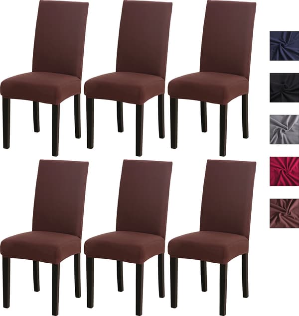 6 stk Stretch Stoltrekk - Vaskbare Stretch Stoltrekk Brun Brun