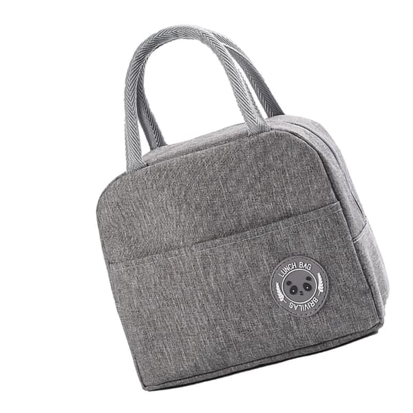 Lunch Bag High Capacity Reusable Tote Thermal Insulation Food Insulation Handbag Grey