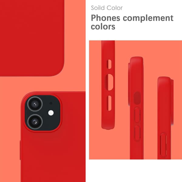 Silikondeksel til iPhone 12 Pro, mykt, støtsikkert, støvtett, sklisikkert helkroppsbeskyttelse for Apple Red