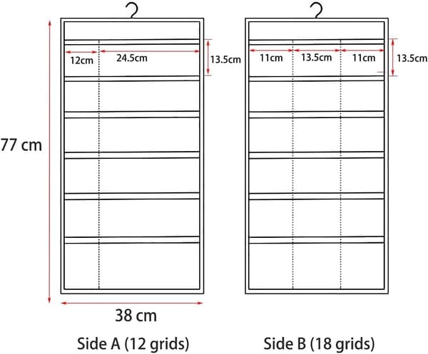 (Grå - 30 Rum) Hængende Opbevaring - 30 Rum Hængende Garderobe