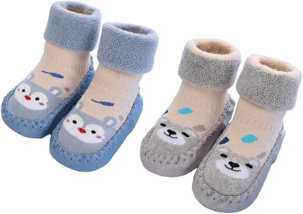 2 par halfria babystrumpor vinter varme tofflor pige dreng birt