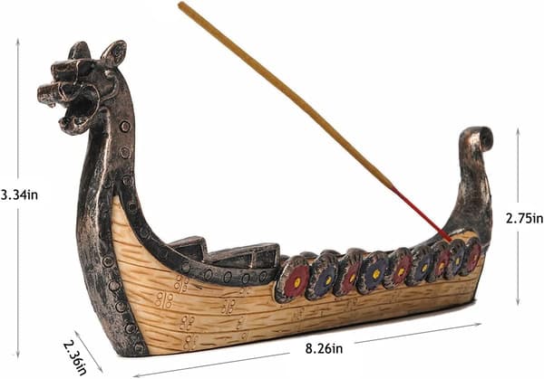 Røkelsesbrenner i form av en dragebåt i harpiks, vikingskip