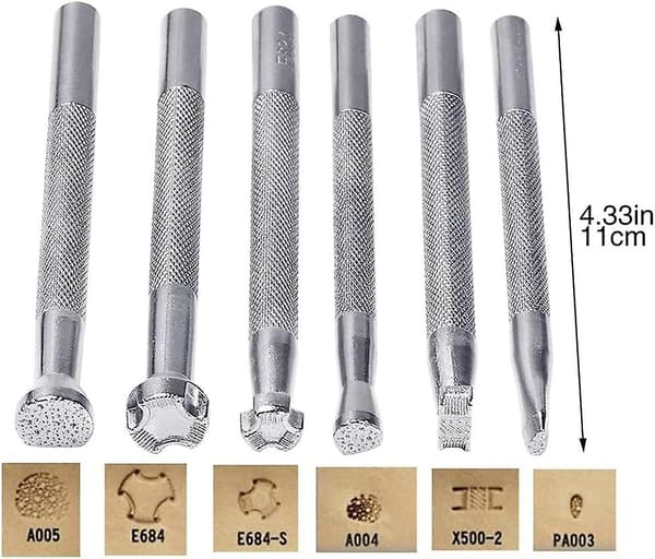 Leather Stamping Tool Kit 6-Piece Punch Stamp Set for Engraving and Saddlery DIY Leather Tools (FMY)