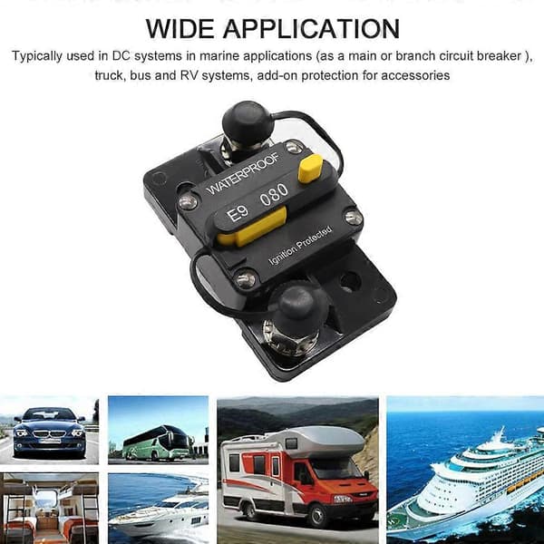 80A effektbryter doble batterier manuell tilbakestilling IP67 vanntett 12V 24V sikring [DB]