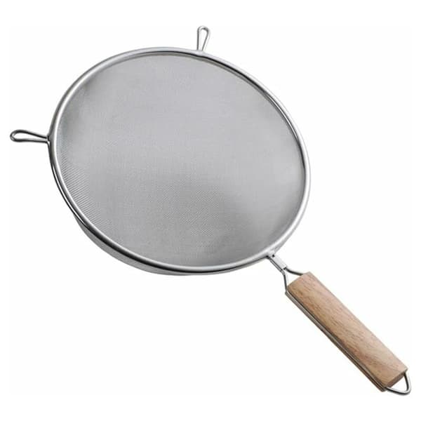 Finmasket sil i rustfritt stål med håndtak for sikting av mel og matlaging, 18 cm