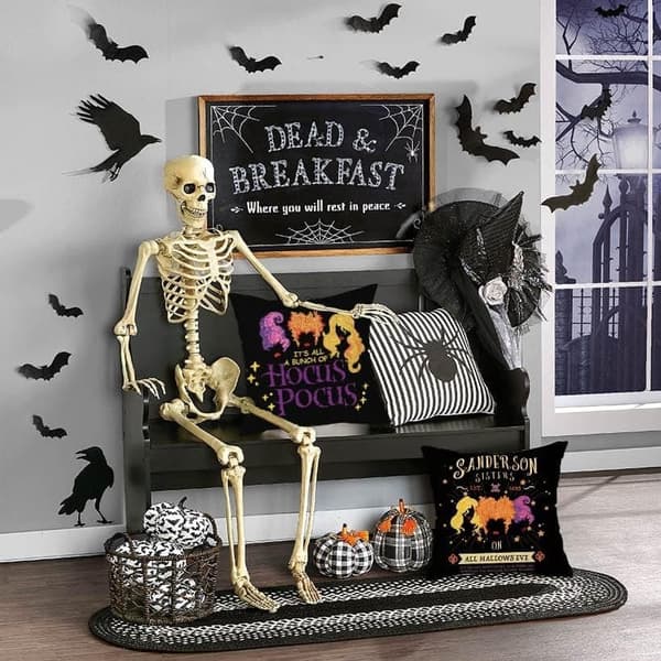 Halloween Pudebetræk Sæt med 4 Slotsdekorationer Bondegårdspuder Dekorative Pyntepuder til Hjemmet Sofa_OF