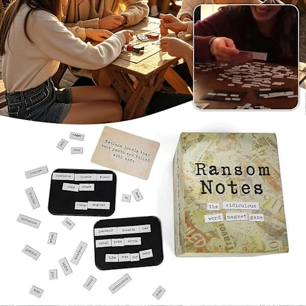 Ransom Notes - Absurdi sanamagneettipeli - Hilpeä seurapeli 3+ pelaajalle