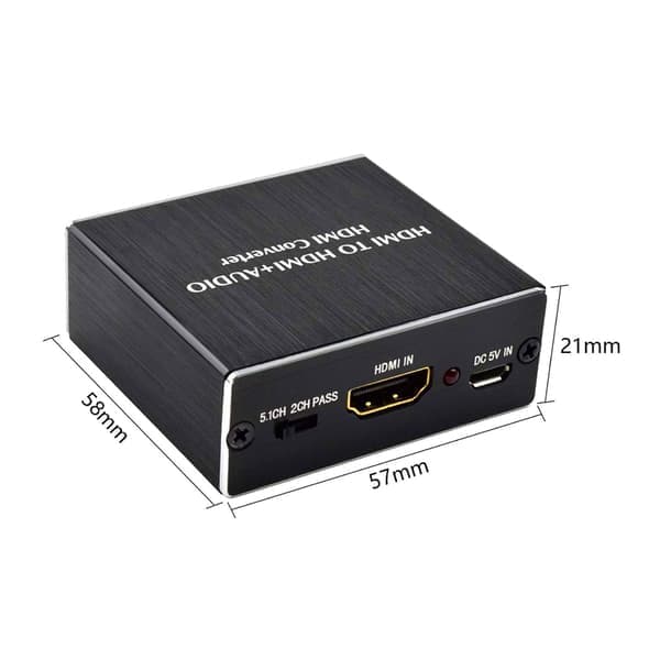 4K HDMI Audio Extractor Converter, HDMI til SPDIF-konverter | HDMI til HDMI og optisk SPDIF med 3,5 mm stereounderstøttelse 3D, 1080p
