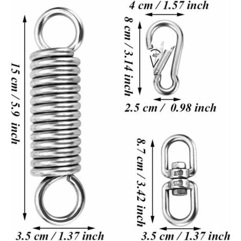 Hammock Suspension Kit, Spring-Loaded Hammock Hooks, Max Load Capacity 250 kg