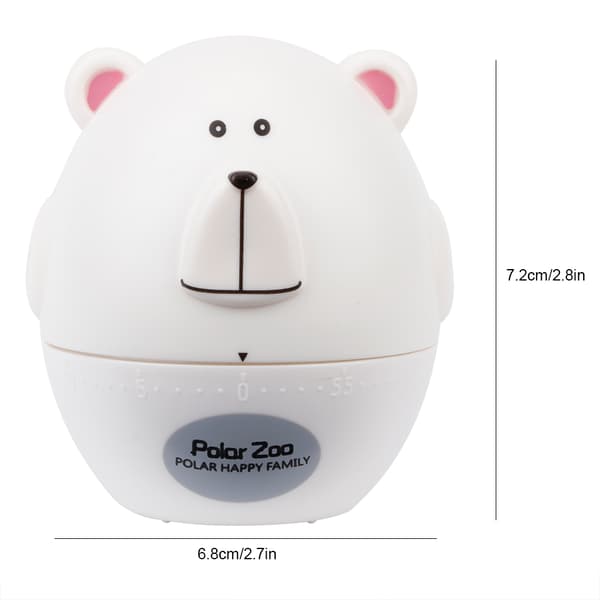 Portable Cute Cartoon Animal Bear Shape Kitchen Cooking Mechanical Timer Alarm White