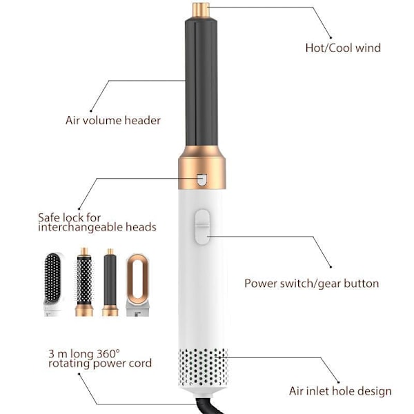 Air Styler - Ammattimainen monitoiminen hiustenkuivausväline 5-in-1_v (YJD) GOLD