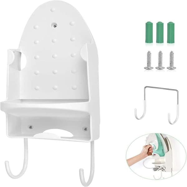 Wall Mounted Ironing Board Rack with Electric Iron Holder - Home Storage Bathroom Shelf