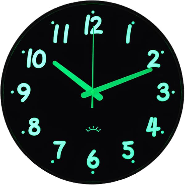 12-inch Wall Clock Silent Non-Ticking, Luminous Numbers and Hands, Battery Operated Modern Quartz Clock