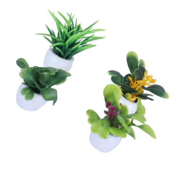 4-pack Mini Simulation Potted Plants Set Artificial Potted Plants Set with Ceramic Pots for Home Office Table Decoration