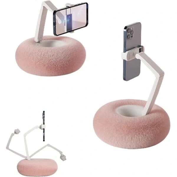 Fuzzy Bowl with Phone Holder, Kindle Pillow Stand, Adjustable Cell Phone Pillow Holder, Plush Pillow