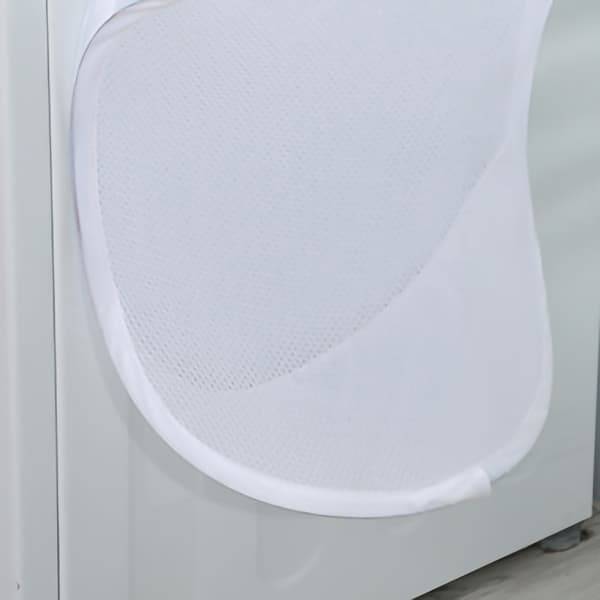 Foldable Laundry Basket Foldable Laundry Hamper Large Laundry Basket Mesh Wall Mounted for Bathroom with Hook White Mesh