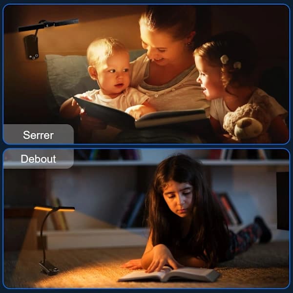 Dual-Head Rechargeable 14 LED Reading Light, Flexible Clip