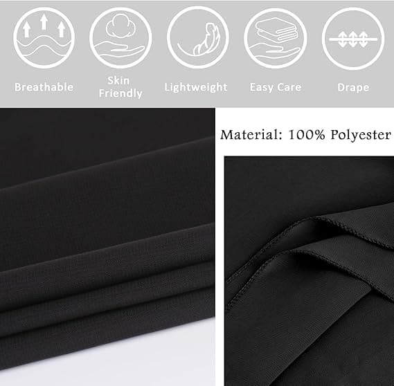 Lette, tynde og bløde chiffon tørklæder og sjaler til kvinder, bryllup, aftenfester, kjoler, sjaler, brud, sort Black